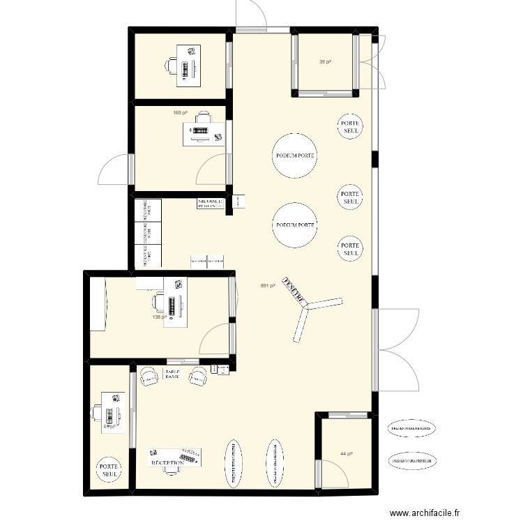 BUREAU FINAL 2. Plan de 6 pièces et 125 m2