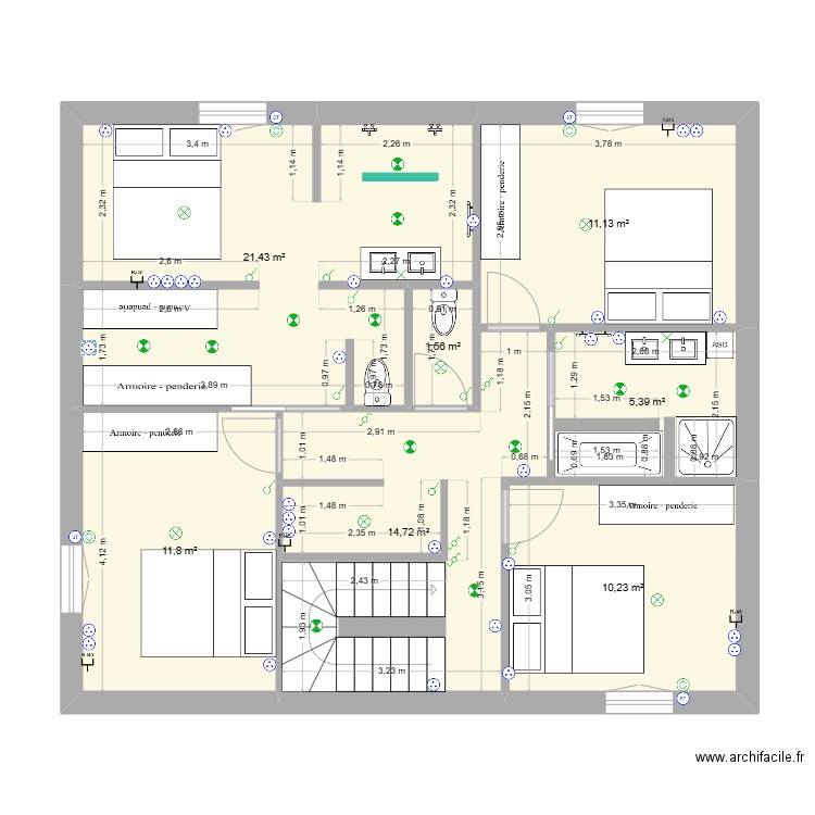 PLAN ETAGE FINAL. Plan de 7 pièces et 76 m2