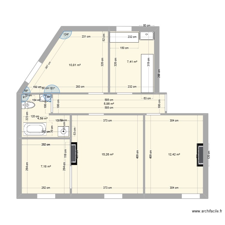 sophie base. Plan de 7 pièces et 64 m2