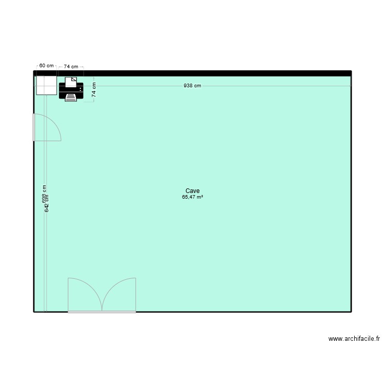 Stock. Plan de 1 pièce et 65 m2