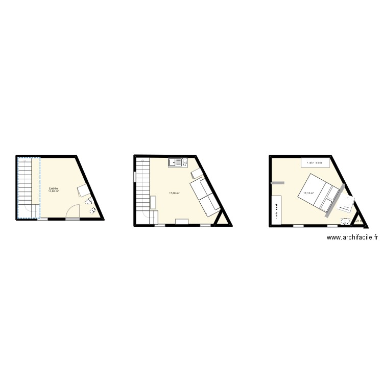 Projet maison. Plan de 4 pièces et 50 m2