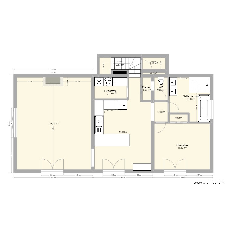 maison gardien essai 1. Plan de 13 pièces et 77 m2