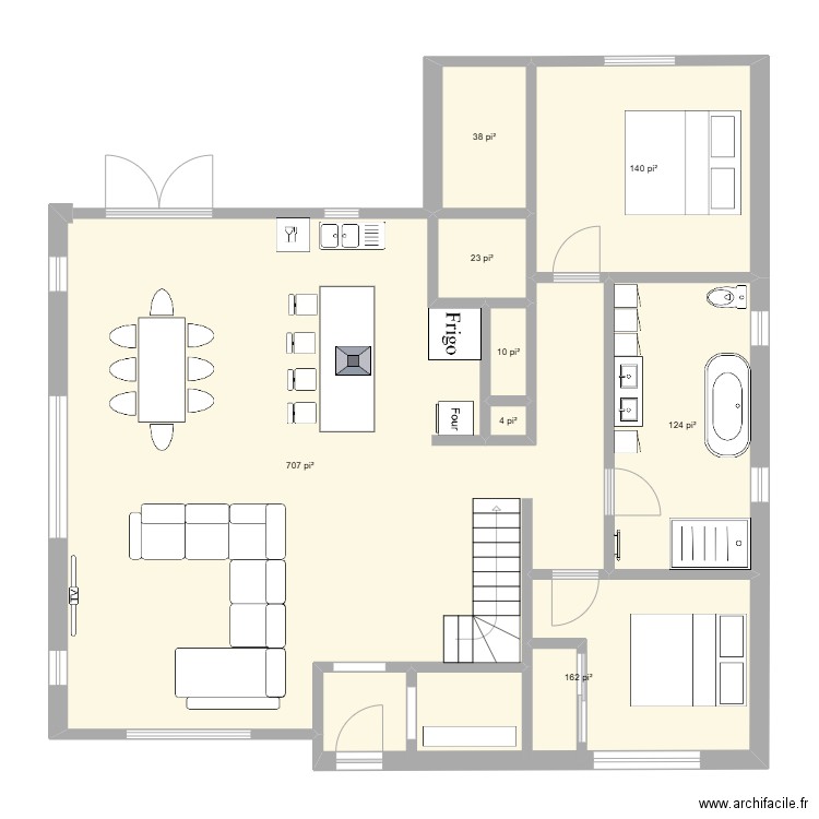 sans garage. Plan de 8 pièces et 112 m2