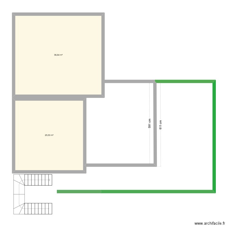 LA SOURCE TERRASSE. Plan de 2 pièces et 62 m2