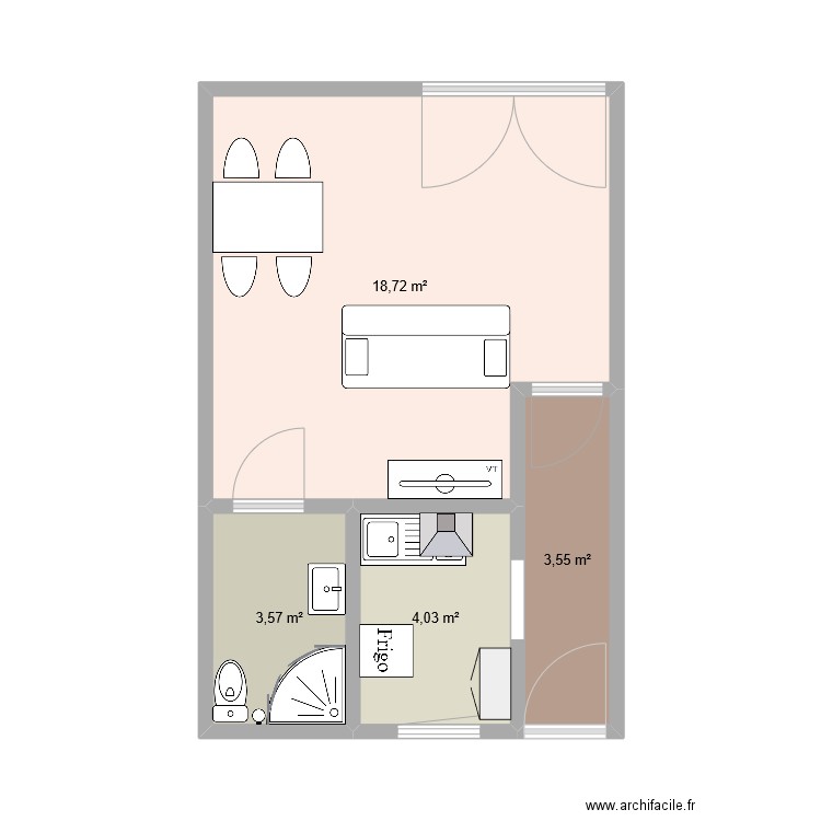 plan habita log bc1 num1. Plan de 4 pièces et 30 m2