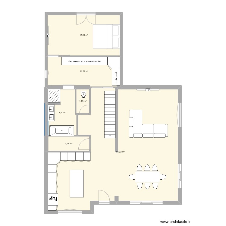 maison  2. Plan de 6 pièces et 105 m2