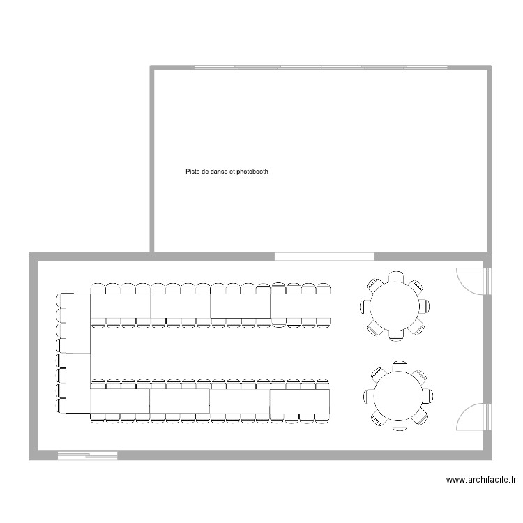 salle. Plan de 2 pièces et 131 m2