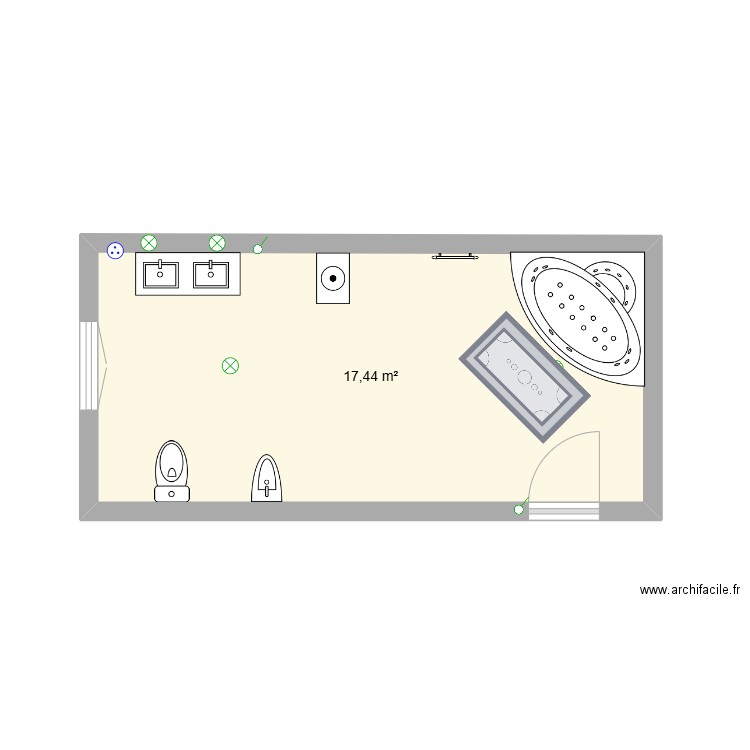 salle de bain. Plan de 1 pièce et 20 m2