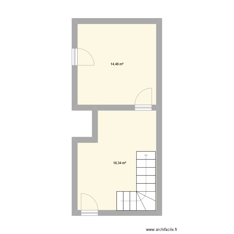 Rez de Chaussée. Plan de 2 pièces et 31 m2