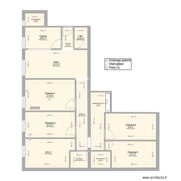 Villejuif. Plan de 14 pièces et 91 m2