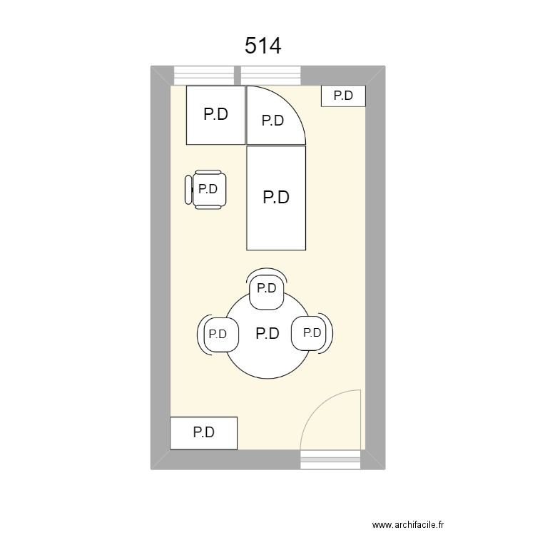 Bureau R 514 P.DUSSIN. Plan de 1 pièce et 13 m2