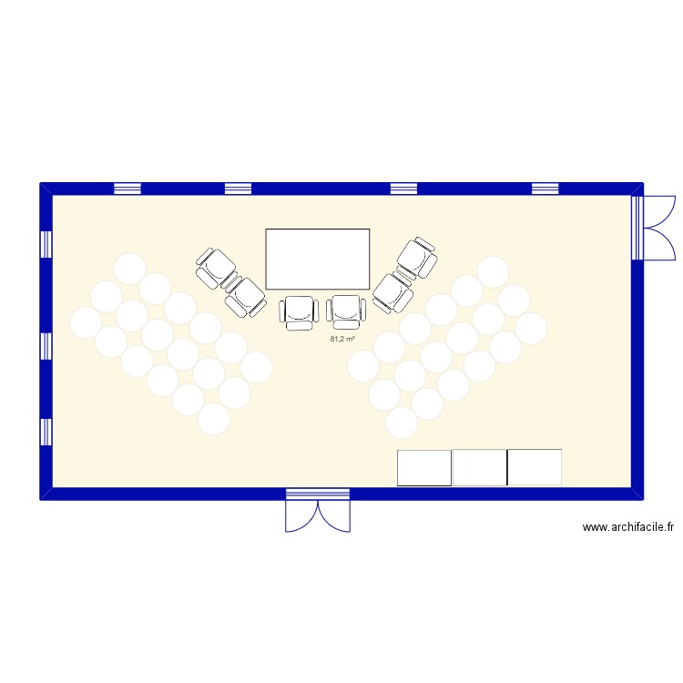 mariage. Plan de 1 pièce et 81 m2