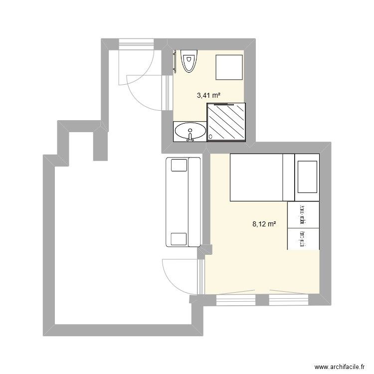 Rochechouart 2. Plan de 2 pièces et 12 m2