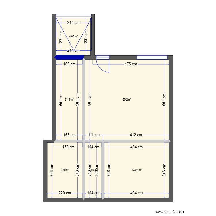 maison. Plan de 6 pièces et 64 m2