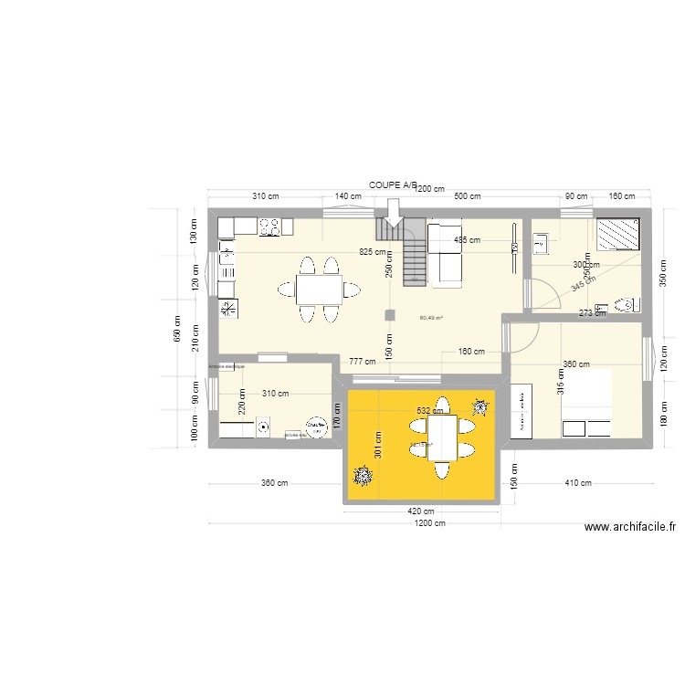 maison MEUSSIA.. Plan de 3 pièces et 75 m2