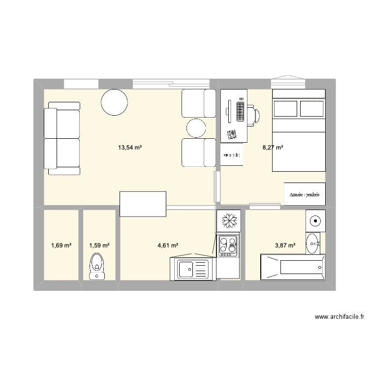 Arradon. Plan de 7 pièces et 35 m2