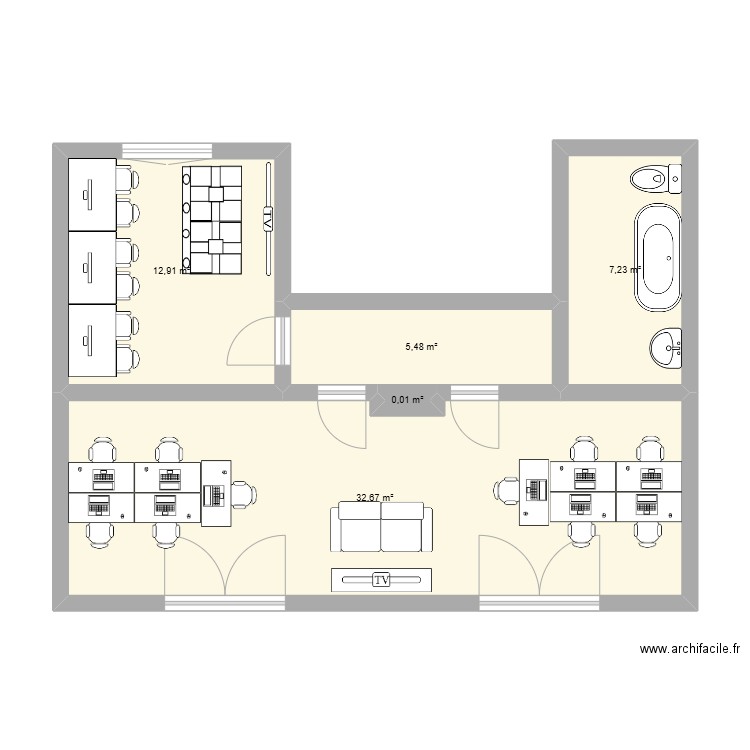 Maison Vernier 2. Plan de 5 pièces et 58 m2