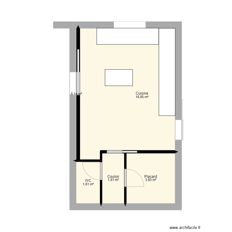 leroux cuisine 1. Plan de 5 pièces et 26 m2