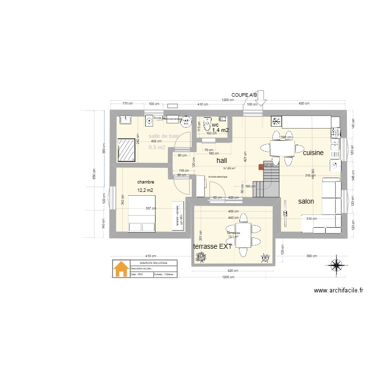 maison MEUSSIA.V6.1. Plan de 4 pièces et 132 m2