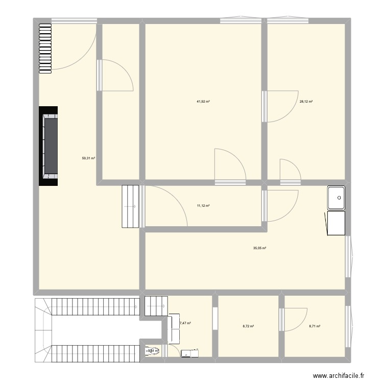 1er étage Mazier. Plan de 9 pièces et 201 m2