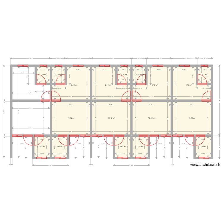 chambre salon. Plan de 18 pièces et 96 m2