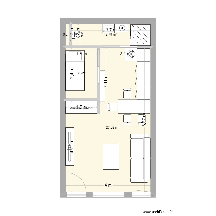 Combloux. Plan de 4 pièces et 31 m2