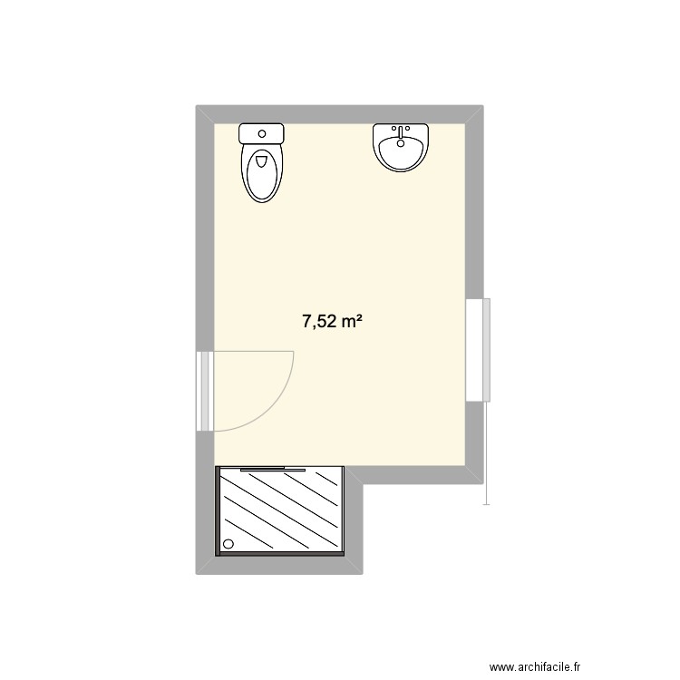 SDB projection. Plan de 1 pièce et 8 m2