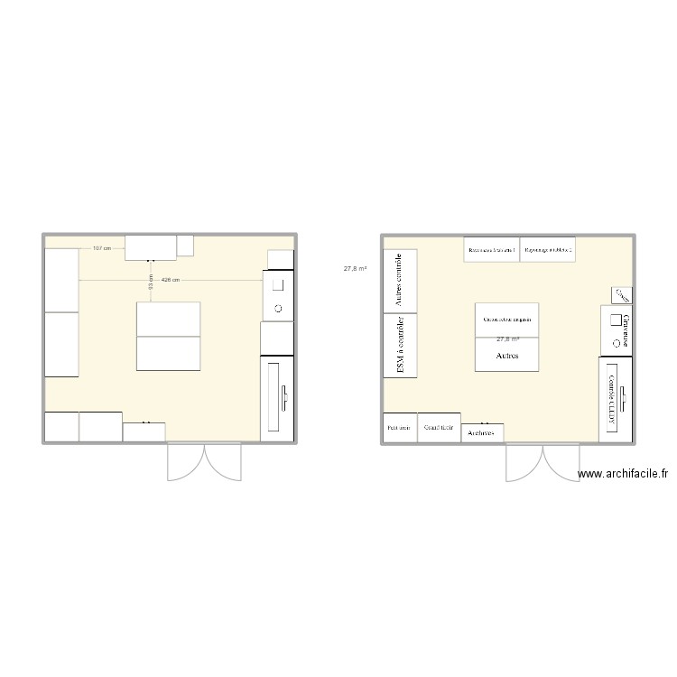 Métrologie 2. Plan de 2 pièces et 56 m2