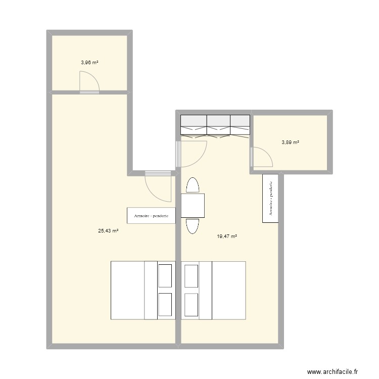 Zermatt. Plan de 4 pièces et 53 m2