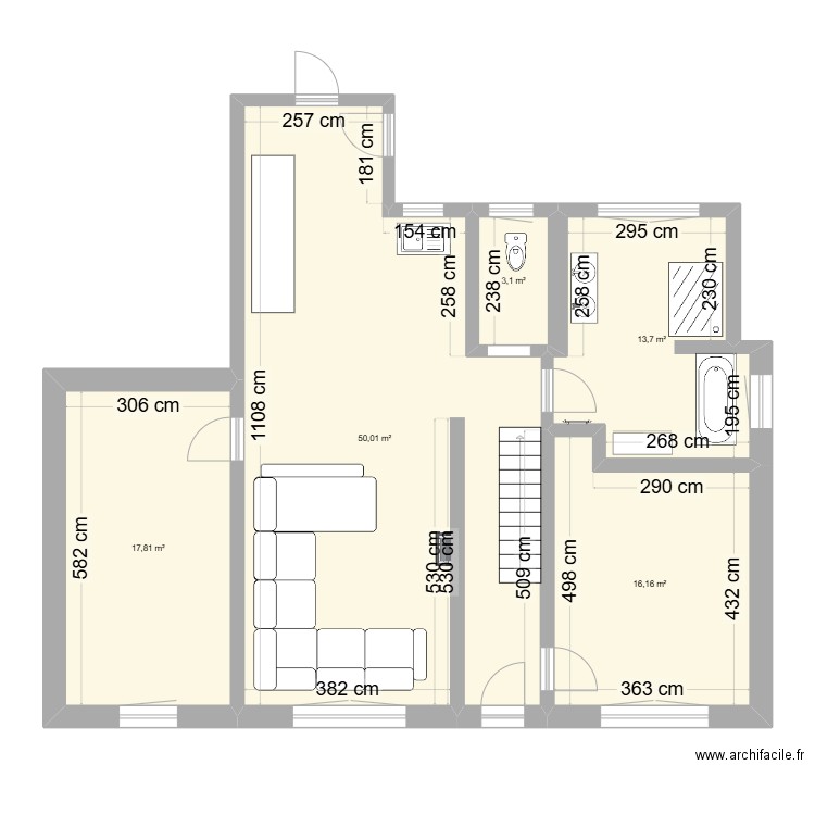 plan ander. Plan de 5 pièces et 101 m2