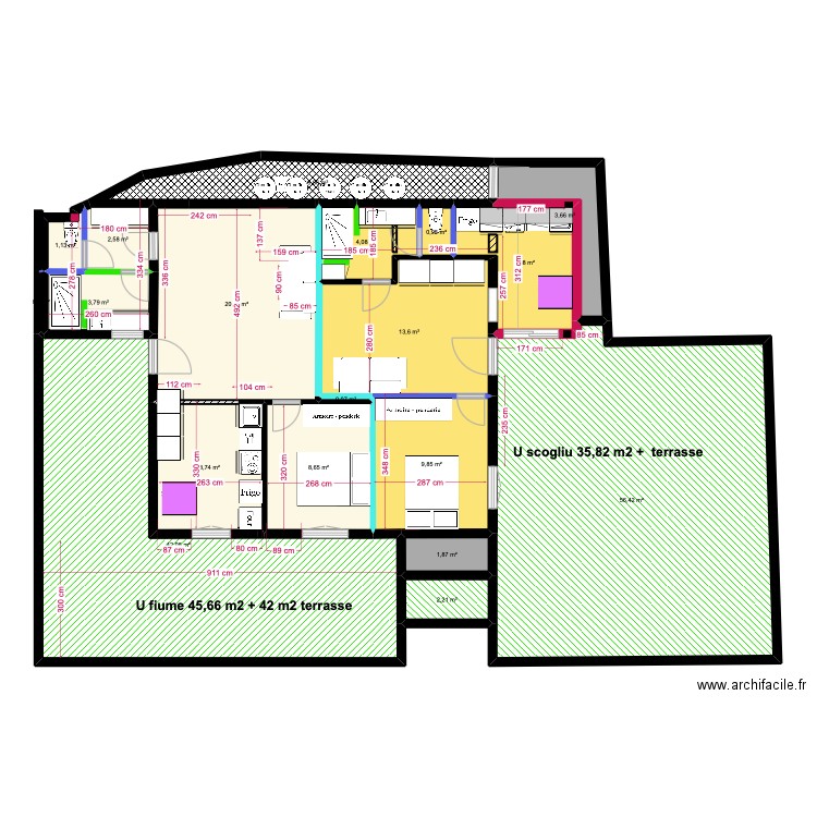 rdc gîtes luxe 2. Plan de 19 pièces et 195 m2