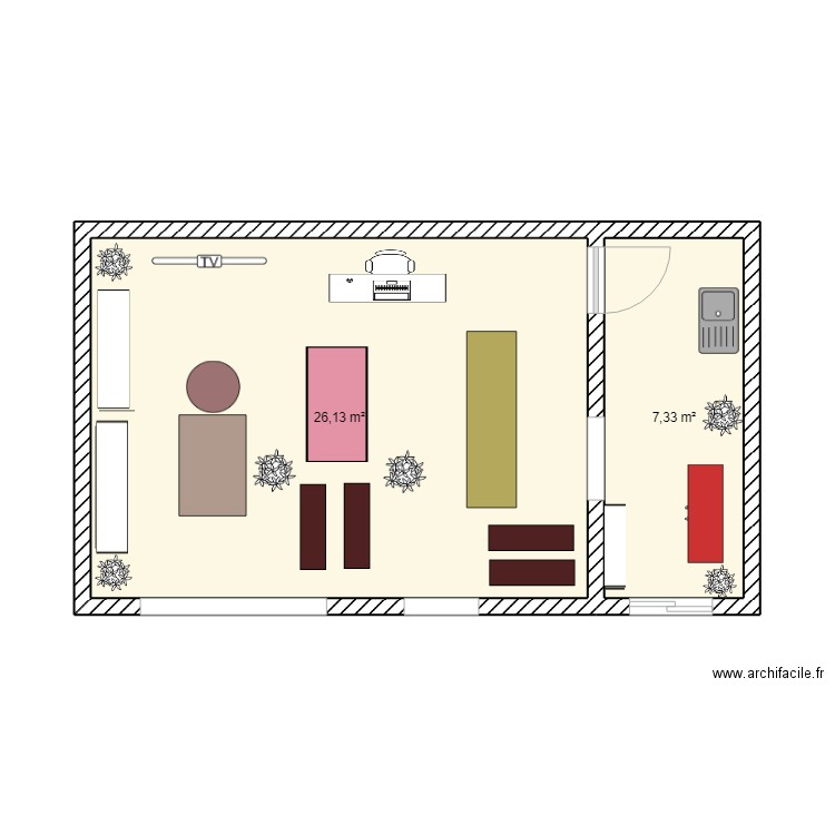 plan 1 . Plan de 2 pièces et 33 m2