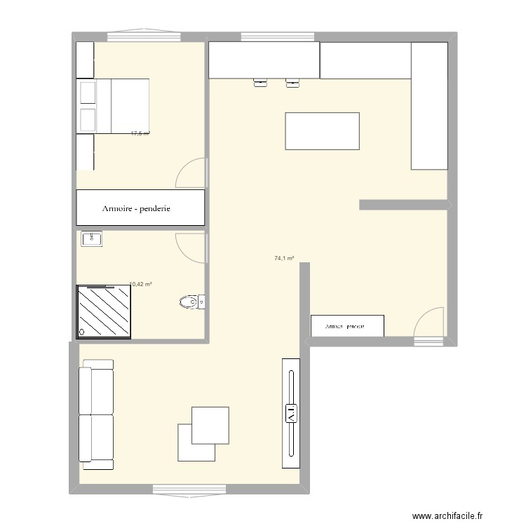 PLAN STAGE N°1. Plan de 3 pièces et 102 m2