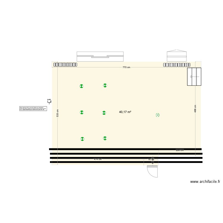 Cuisine (schéma électrique). Plan de 1 pièce et 40 m2