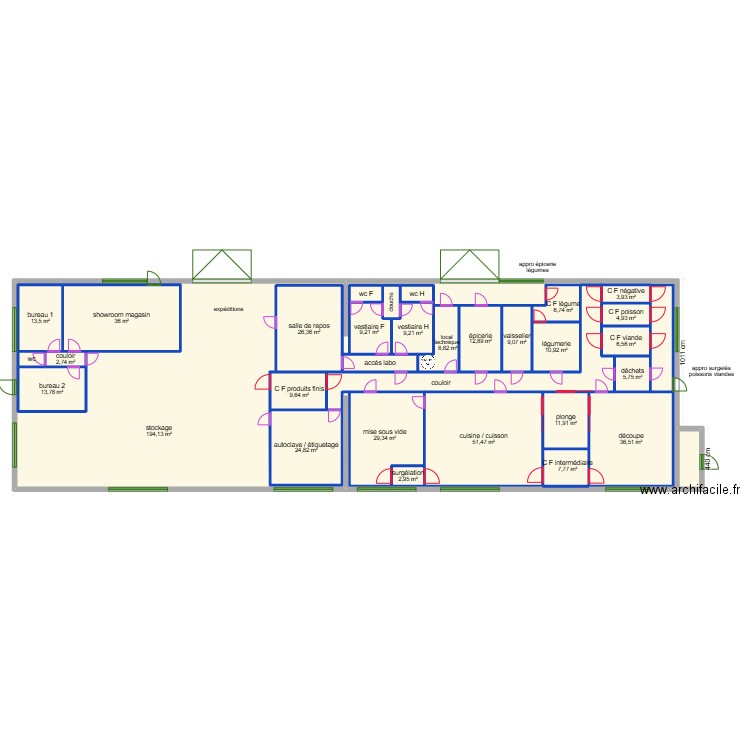 conserverie panneau frigo. Plan de 33 pièces et 1052 m2