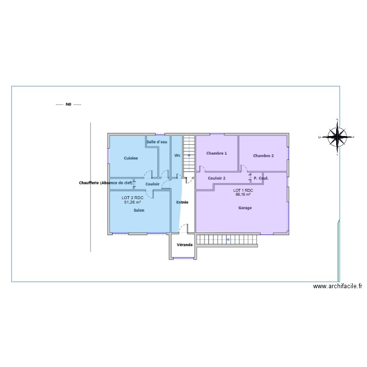 Intérieur RDC lot 1 et 2. Plan de 0 pièce et 0 m2