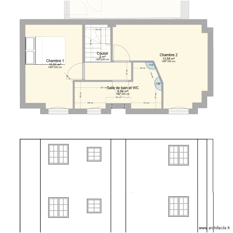 Appart apres V2. Plan de 8 pièces et 93 m2