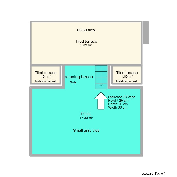 PISCINE. Plan de 4 pièces et 29 m2