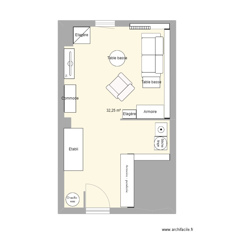 Sous-sol. Plan de 1 pièce et 32 m2