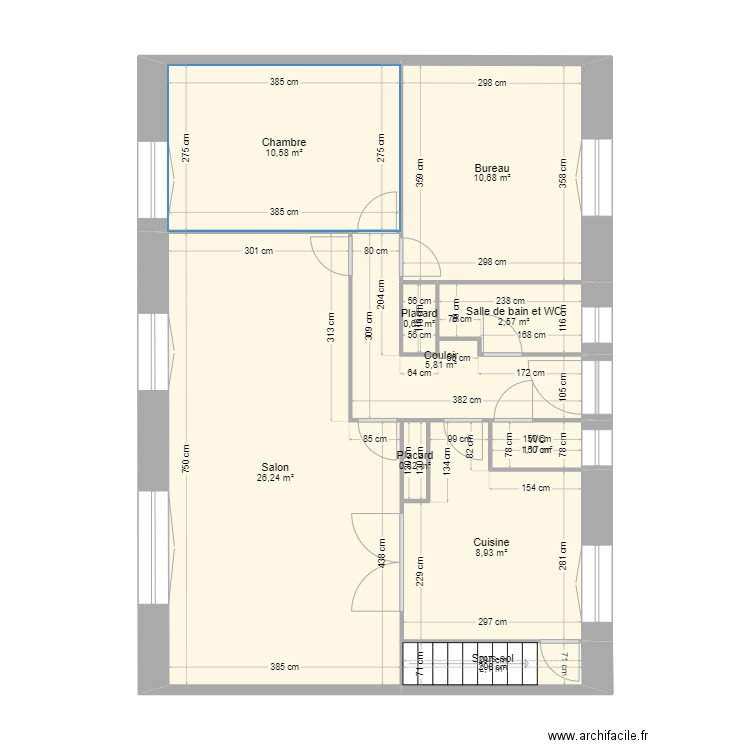 Maison_initiale. Plan de 10 pièces et 69 m2