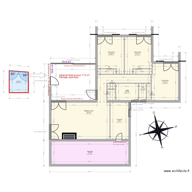 CHAPAS Benoit. Plan de 14 pièces et 110 m2