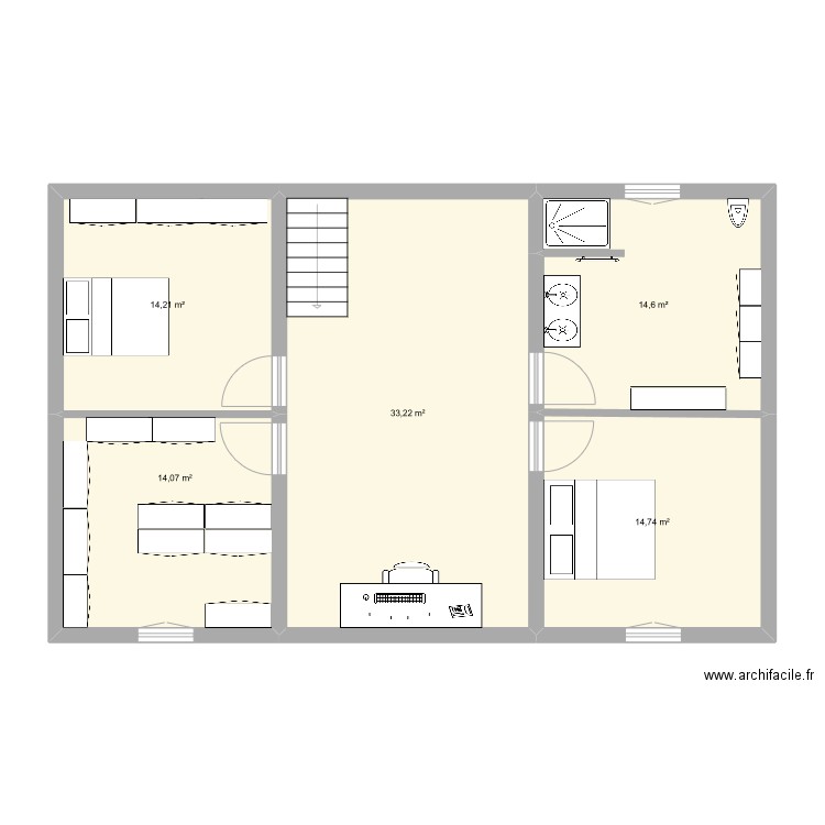 loupiac house R+1. Plan de 5 pièces et 91 m2