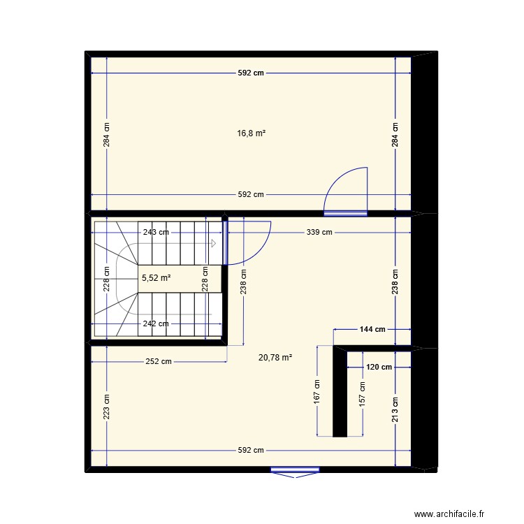 PLAN MAISON 2 EME ETAGE. Plan de 3 pièces et 43 m2