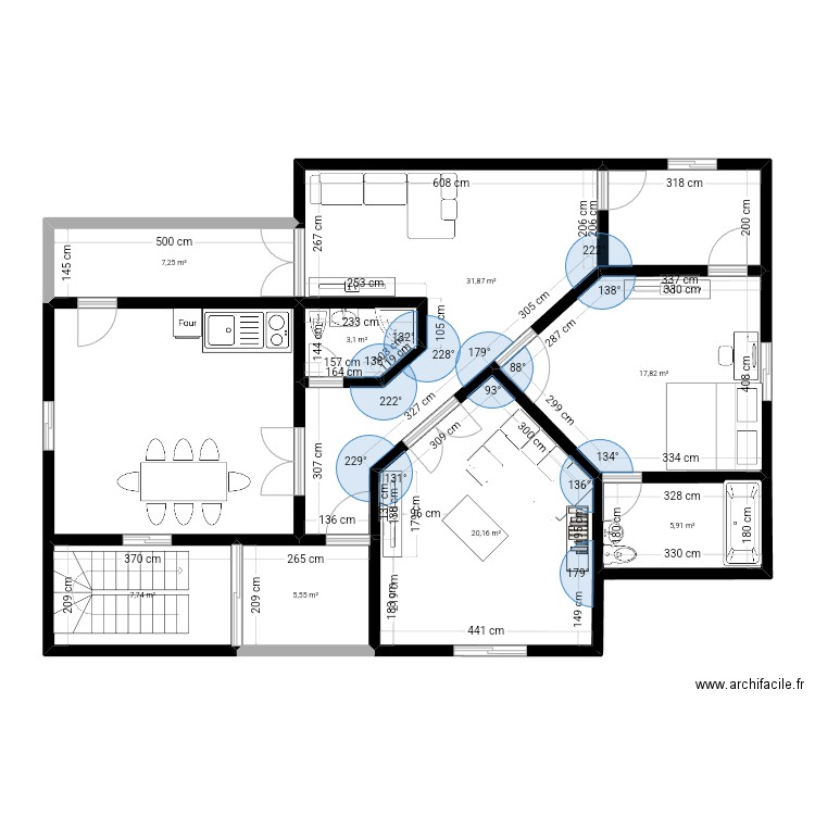 plan de maison a morne rouge. Plan de 8 pièces et 99 m2