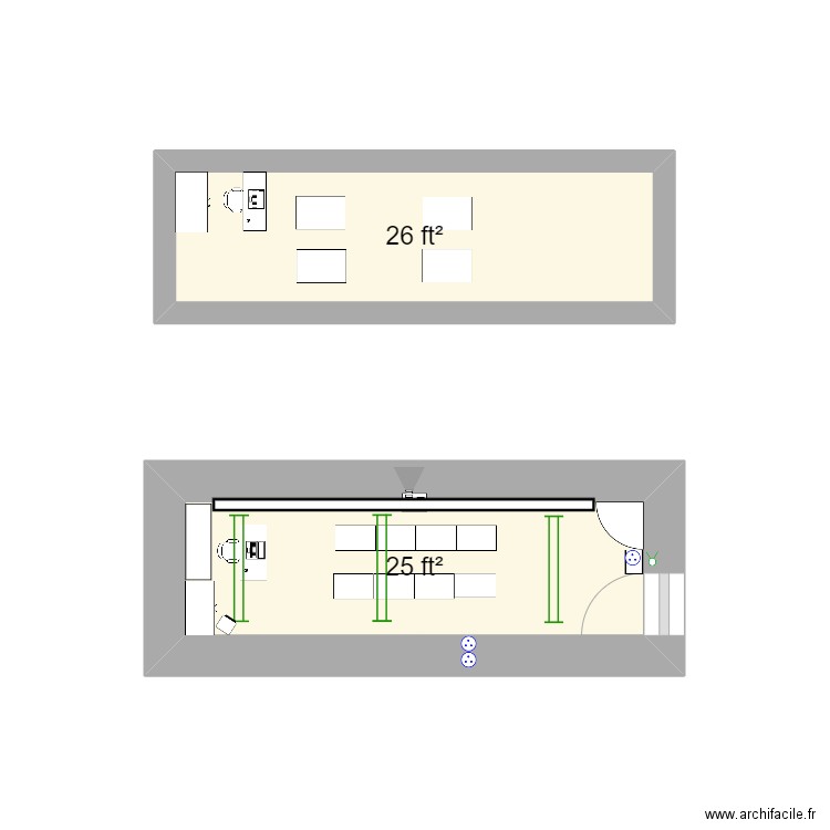 119 room. Plan de 2 pièces et 5 m2