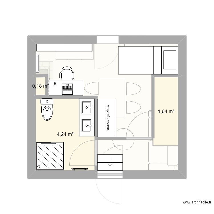 plan bureau marigny. Plan de 4 pièces et 24 m2