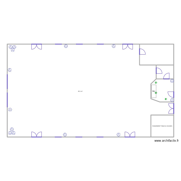 Salle Marais de Guines échelle. Plan de 5 pièces et 298 m2