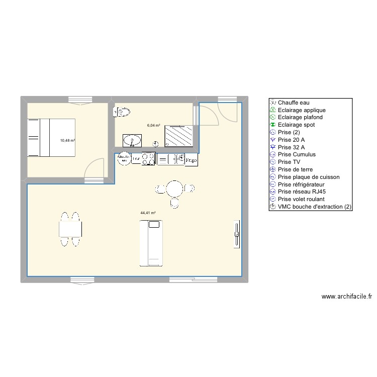 ecole gustave. Plan de 3 pièces et 61 m2