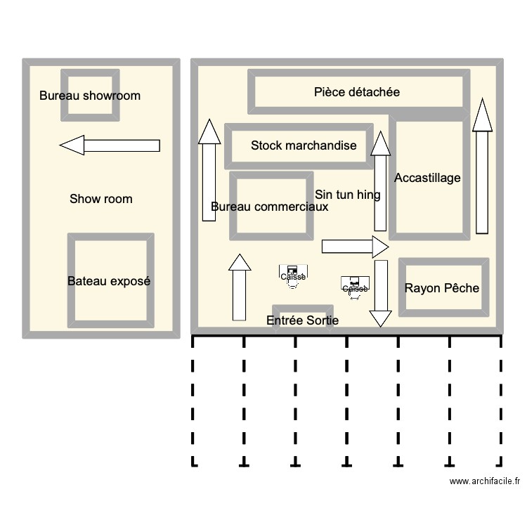 Sin tun hing. Plan de 10 pièces et 222 m2