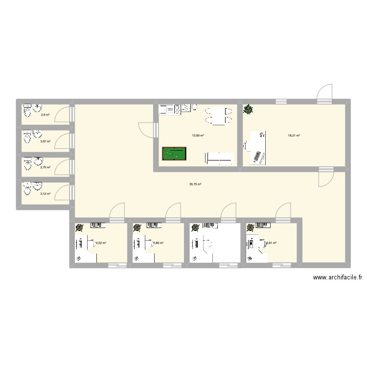 plan entreprise. Plan de 10 pièces et 117 m2